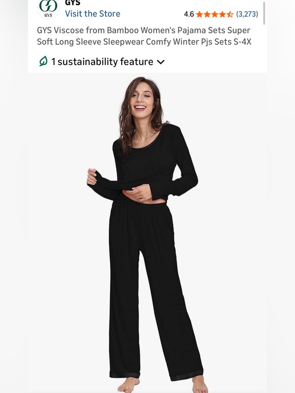 GYS viscose from bamboo Black Long Sleeve Pajama Set- super soft- sz XXL- NIB
